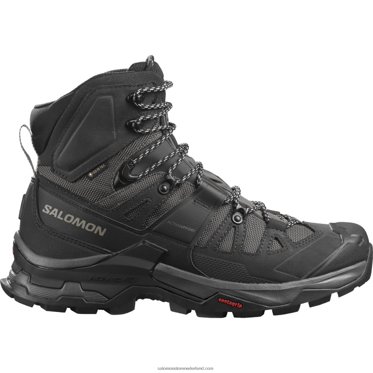 leren wandelschoenen voor heren - quest 4 gore-tex Salomon 22DD87 magneet/zwart/steengroeve