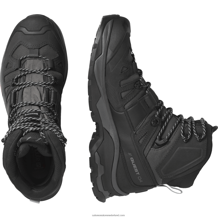 leren wandelschoenen voor heren - quest 4 gore-tex Salomon 22DD87 magneet/zwart/steengroeve