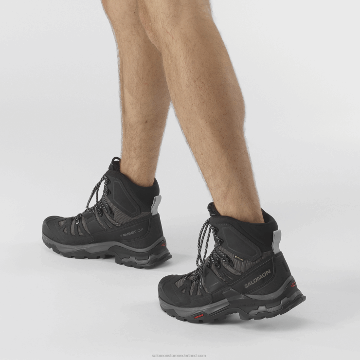 leren wandelschoenen voor heren - quest 4 gore-tex Salomon 22DD87 magneet/zwart/steengroeve
