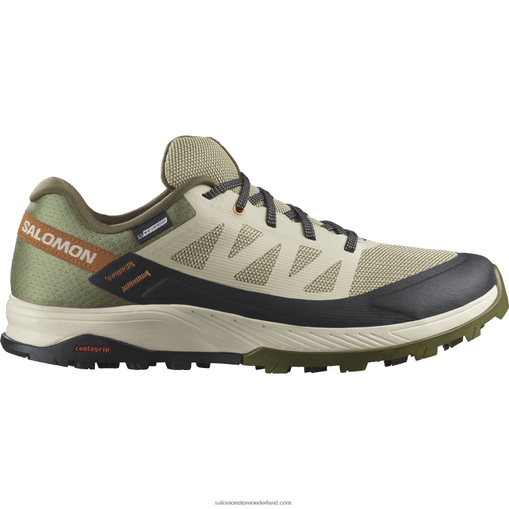 wandelschoenen voor heren - outrise clima waterdicht Salomon 22DD854 mosgrijs/olijf nacht/suiker amandel