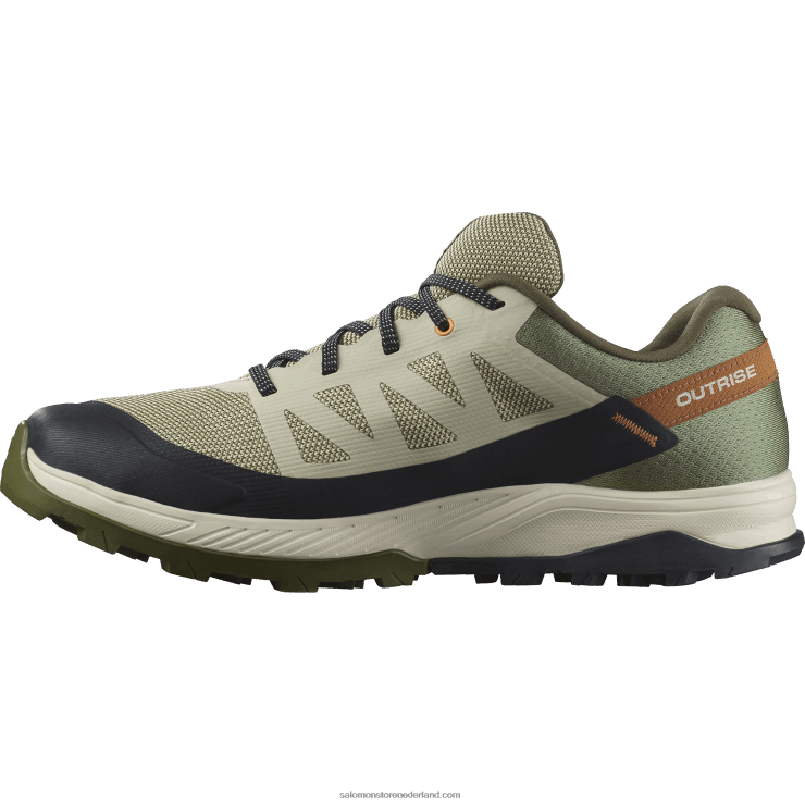 wandelschoenen voor heren - outrise clima waterdicht Salomon 22DD854 mosgrijs/olijf nacht/suiker amandel