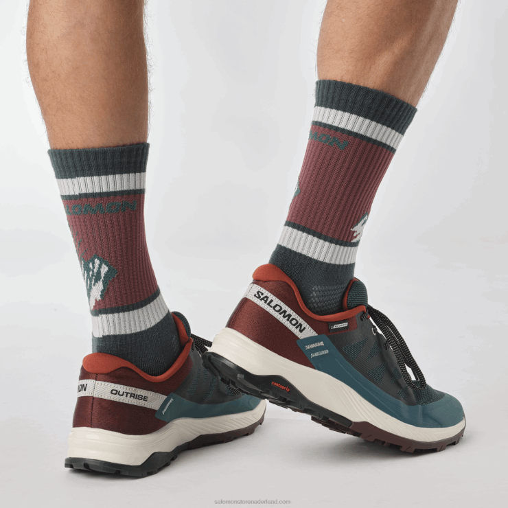 wandelschoenen voor heren - outrise clima waterdicht Salomon 22DD855 ponderosapijnboom/bittere chocolade/vanille-ijs