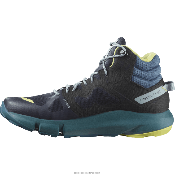 wandelschoenen voor heren - predict hike mid gore-tex Salomon 22DD856 donkere saffier/blauwe as/zonnige limoen