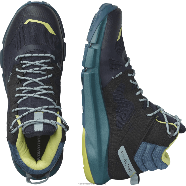 wandelschoenen voor heren - predict hike mid gore-tex Salomon 22DD856 donkere saffier/blauwe as/zonnige limoen