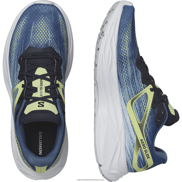 hardloopschoenen voor heren - aero glide Salomon 22DD81063 blauwe as/donkere saffier/zonnige limoen