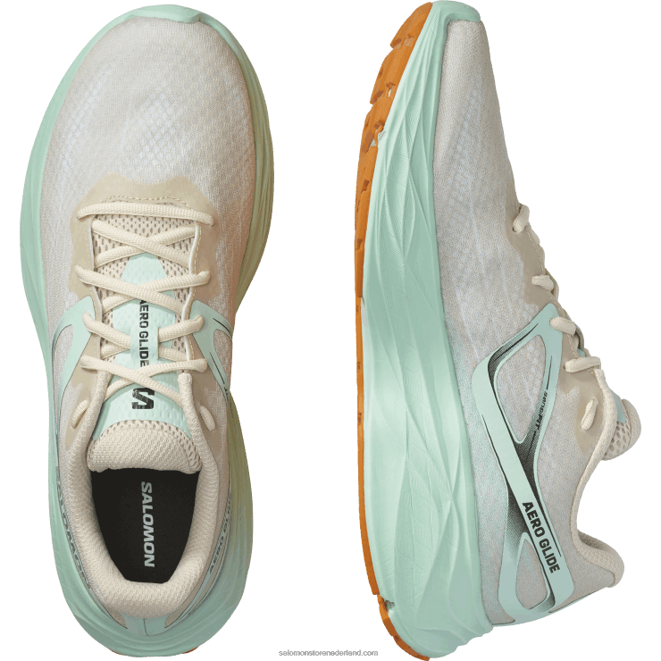 hardloopschoenen voor heren - aero glide Salomon 22DD81066 gebleekt zand/yucca/oranje peper