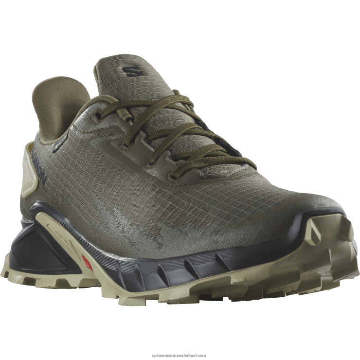 trailrunningschoenen voor heren - alphacross 4 gore-tex Salomon 22DD81477 olijf nacht/zwart/mosgrijs