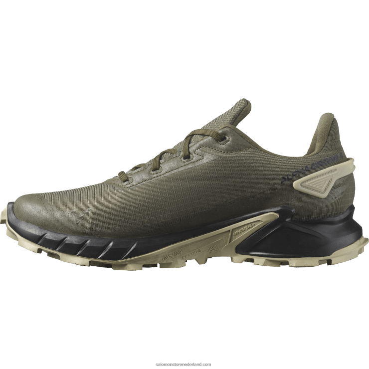 trailrunningschoenen voor heren - alphacross 4 gore-tex Salomon 22DD81477 olijf nacht/zwart/mosgrijs