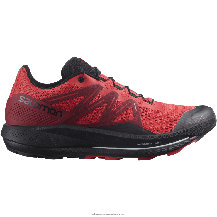 trailrunningschoenen voor heren - pulsar trail Salomon 22DD81463 klaproosrood/fietsrood/zwart