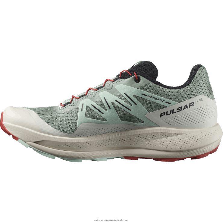 trailrunningschoenen voor heren - pulsar trail Salomon 22DD81464 lelieblad/gebleekte aqua/hete saus