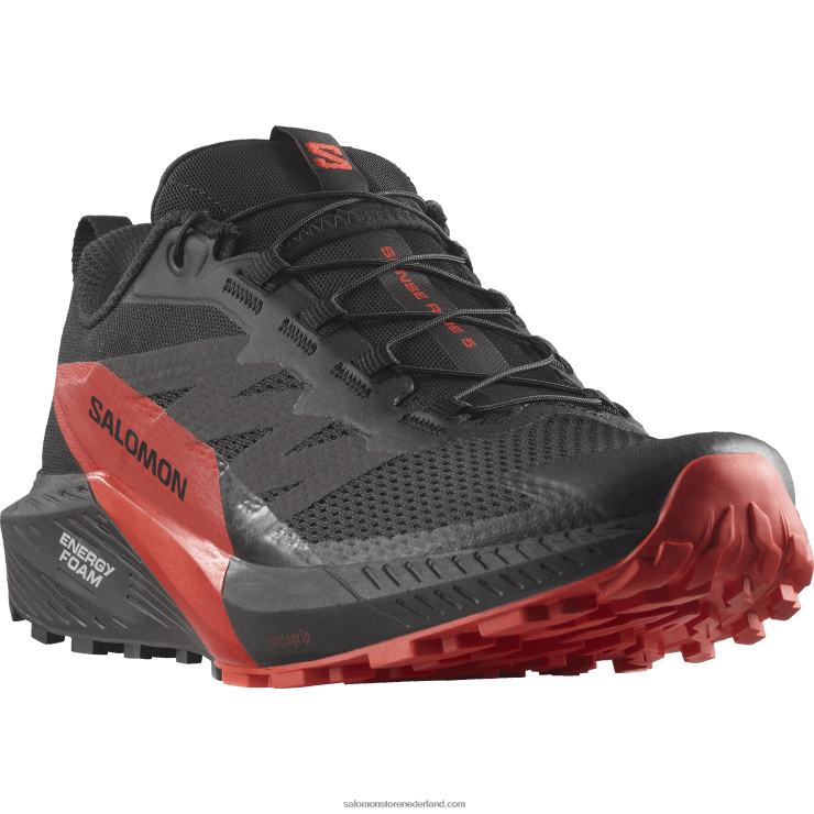 trailrunningschoenen voor heren - sense ride 5 Salomon 22DD81432 zwart/vurig rood