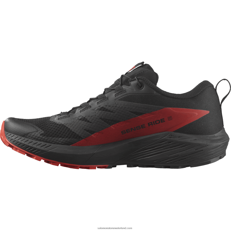 trailrunningschoenen voor heren - sense ride 5 Salomon 22DD81432 zwart/vurig rood
