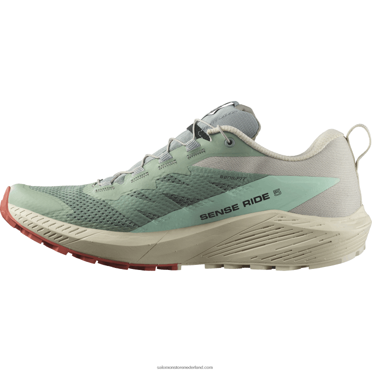 trailrunningschoenen voor heren - sense ride 5 Salomon 22DD81433 lelieblad/regenachtige dag/gebleekte aqua