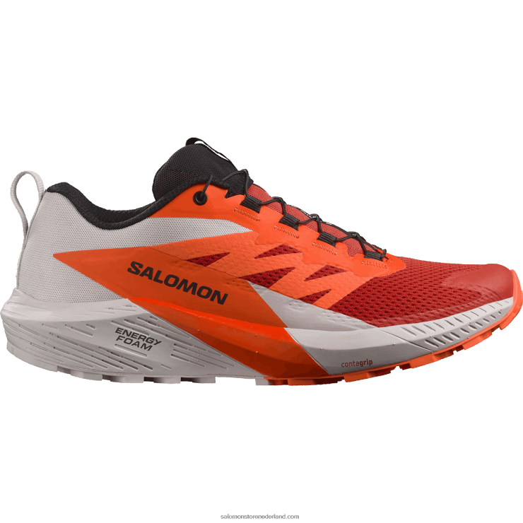 trailrunningschoenen voor heren - sense ride 5 Salomon 22DD81434 maansteen/schokkend oranje/vurig rood