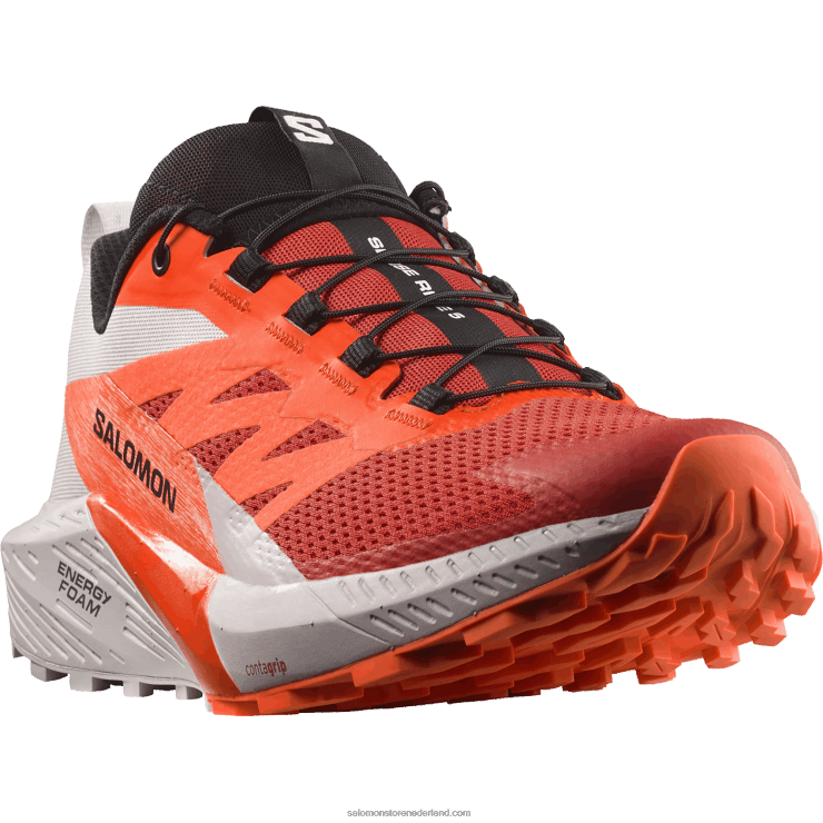trailrunningschoenen voor heren - sense ride 5 Salomon 22DD81434 maansteen/schokkend oranje/vurig rood