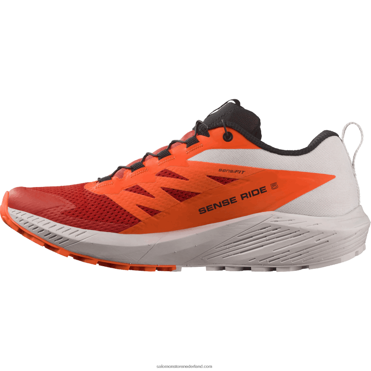 trailrunningschoenen voor heren - sense ride 5 Salomon 22DD81434 maansteen/schokkend oranje/vurig rood