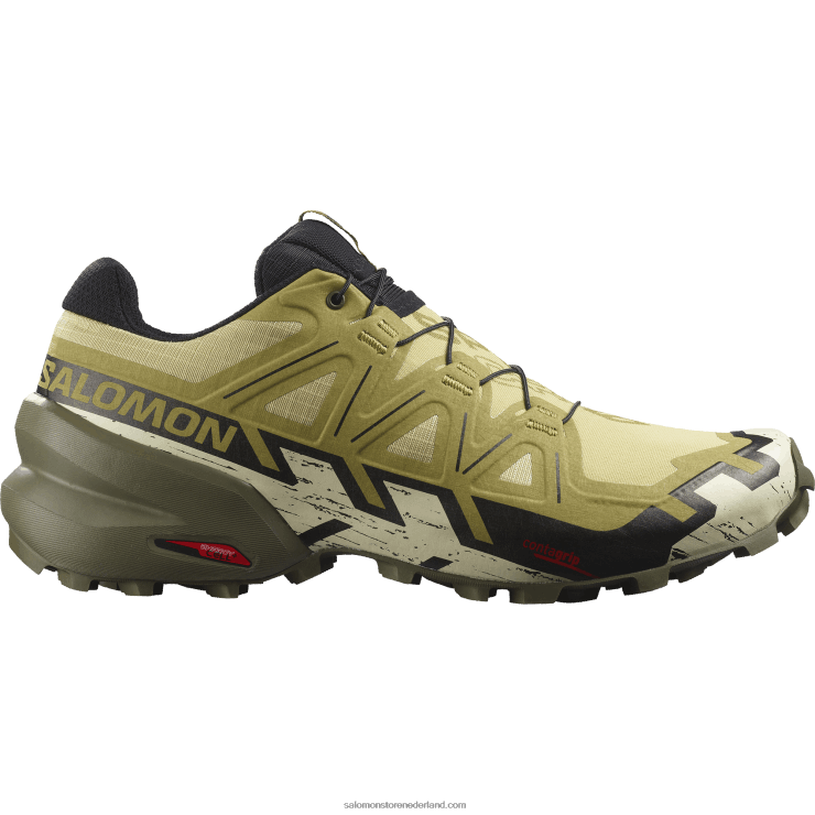 trailrunningschoenen voor heren - speedcross 6 Salomon 22DD81450 prei groen/zwart/gebleekt zand