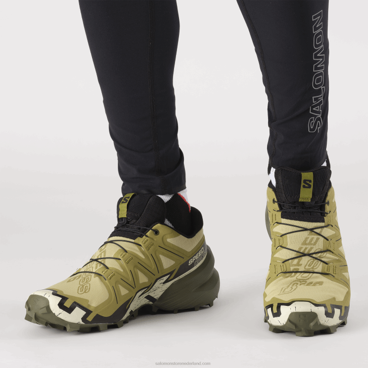 trailrunningschoenen voor heren - speedcross 6 Salomon 22DD81450 prei groen/zwart/gebleekt zand