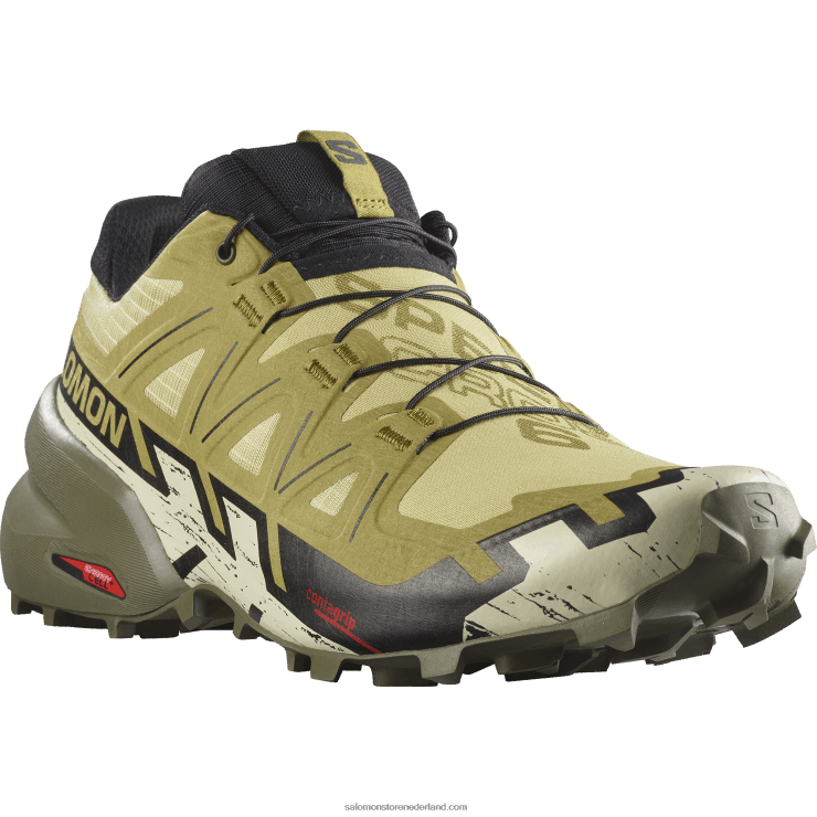 trailrunningschoenen voor heren - speedcross 6 Salomon 22DD81450 prei groen/zwart/gebleekt zand