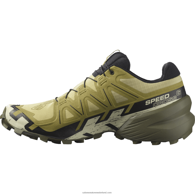 trailrunningschoenen voor heren - speedcross 6 Salomon 22DD81450 prei groen/zwart/gebleekt zand