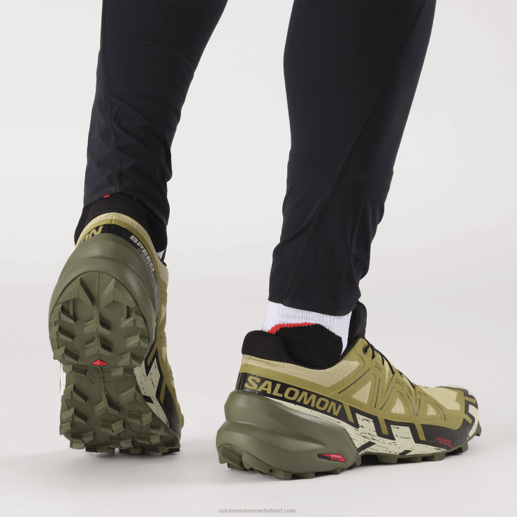 trailrunningschoenen voor heren - speedcross 6 Salomon 22DD81450 prei groen/zwart/gebleekt zand