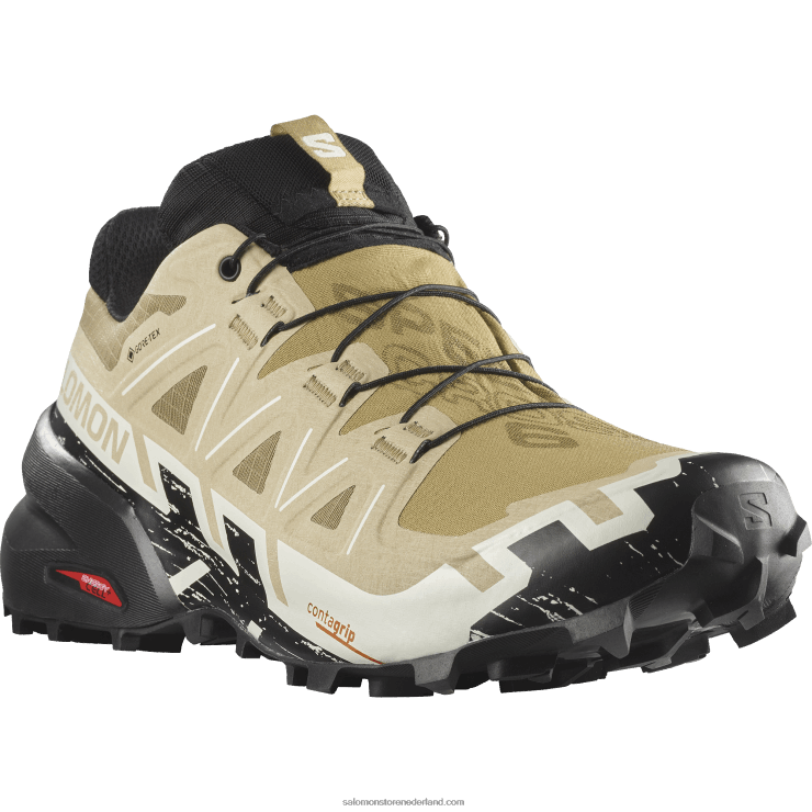 trailrunningschoenen voor heren - speedcross 6 gore-tex Salomon 22DD81466 kelp/zwart/vanille-ijs