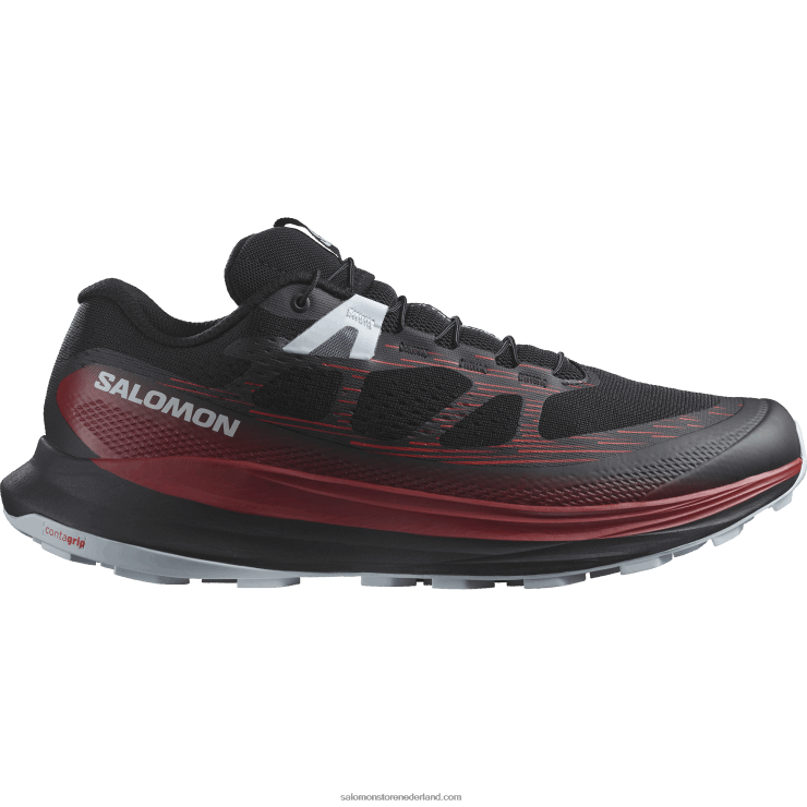trailrunningschoenen voor heren - ultraglide 2 Salomon 22DD81439 zwart/fietsrood/parelblauw