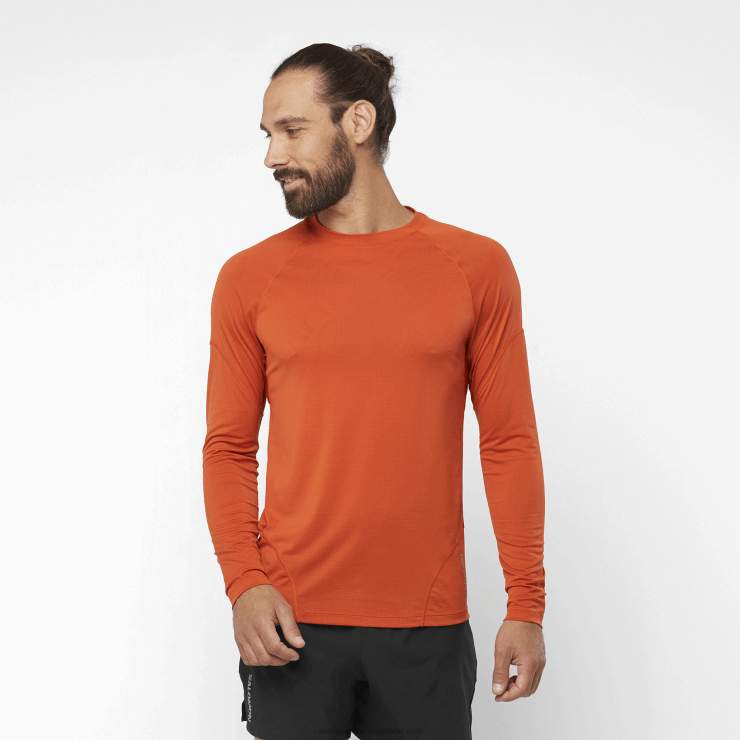 heren T-shirt met lange mouwen - cross run Salomon 22DD8536 gebrande oker