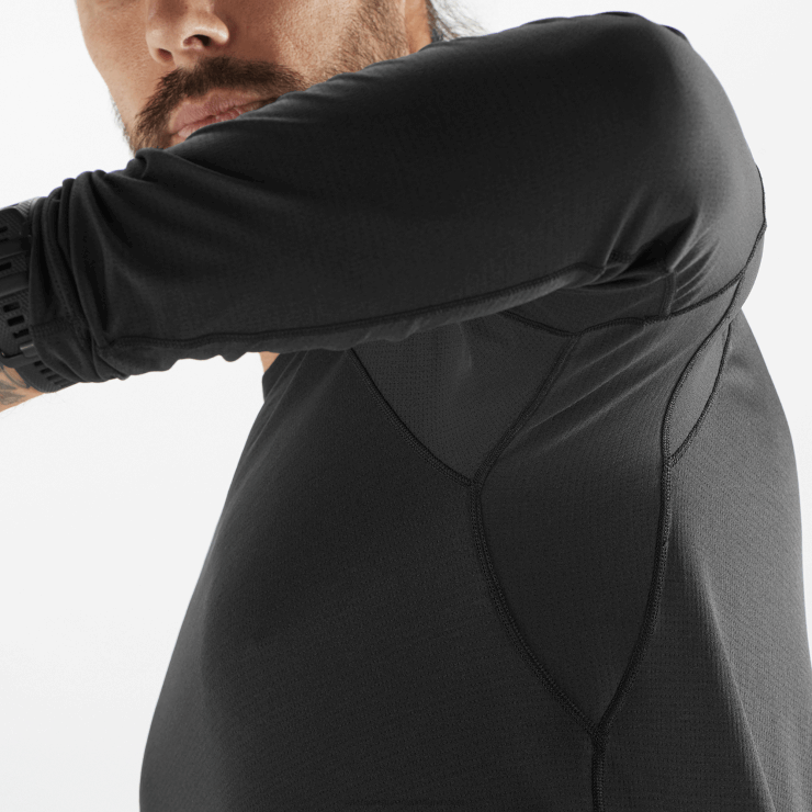 heren T-shirt met lange mouwen - cross run Salomon 22DD8539 diep zwart