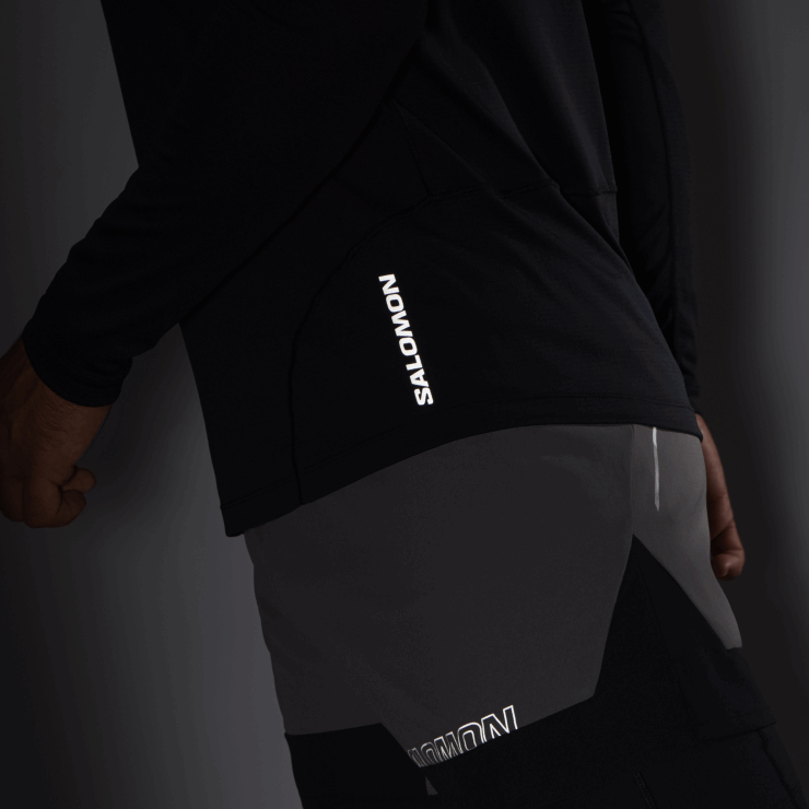 heren T-shirt met lange mouwen - cross run Salomon 22DD8539 diep zwart