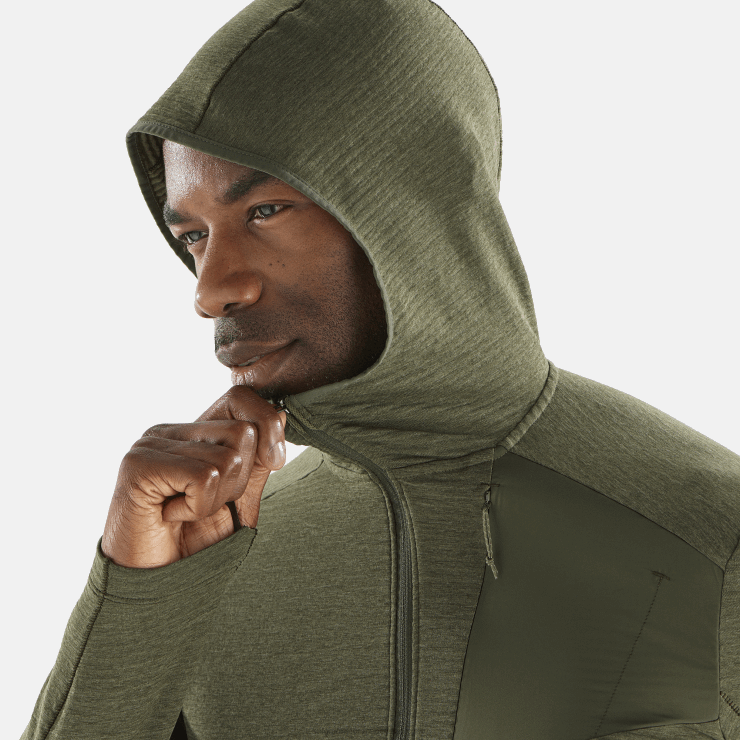 herentussenlaagjack met capuchon - essentiële lichtwarme capuchon Salomon 22DD8544 druivenblad/bosnacht