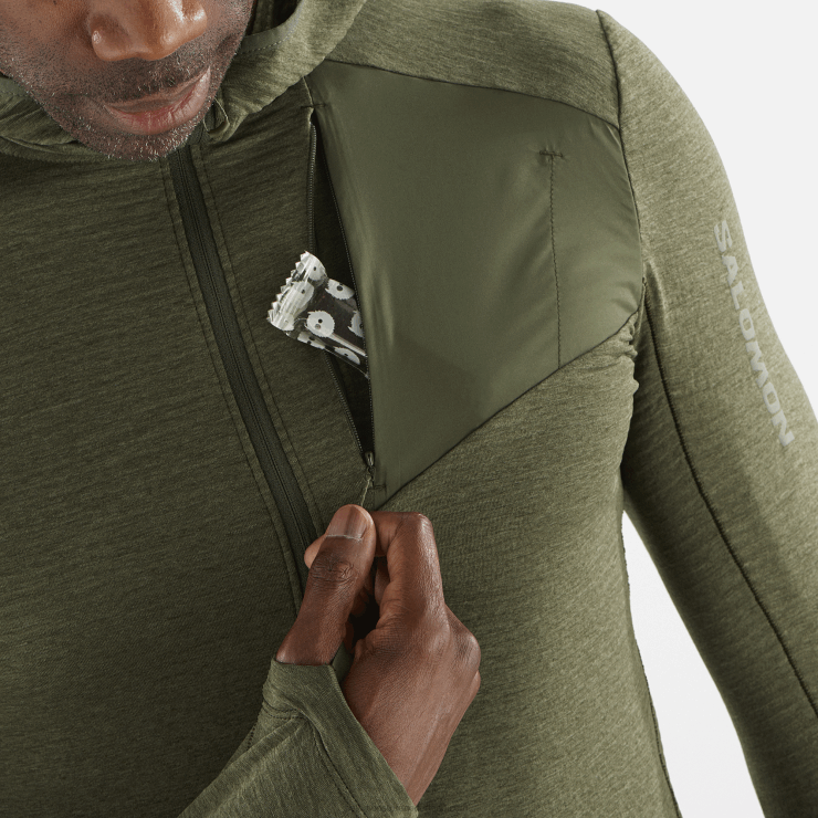 herentussenlaagjack met capuchon - essentiële lichtwarme capuchon Salomon 22DD8544 druivenblad/bosnacht