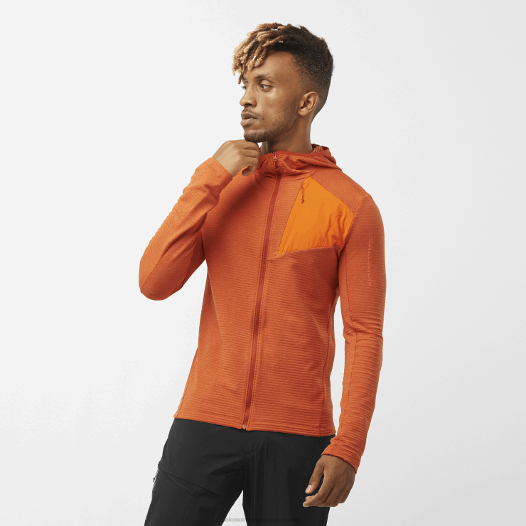 herentussenlaagjack met capuchon - essentiële lichtwarme capuchon Salomon 22DD8545 gebrand oker/scharlaken ibis