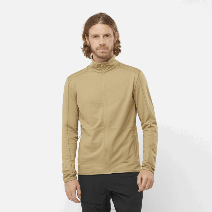 tussenlaagjack met volledige rits voor heren - essentieel lichtwarm Salomon 22DD8552 kelp