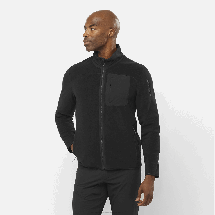 tussenlaagjack met volledige rits voor heren - outline polartec Salomon 22DD8535 diep zwart