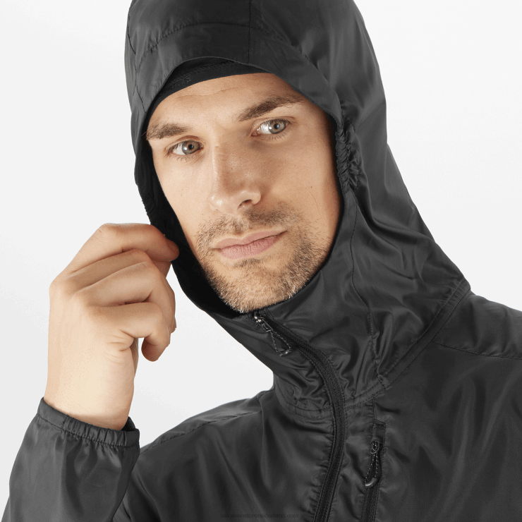 heren windjack met capuchon - bonatti cross wind Salomon 22DD81094 diep zwart