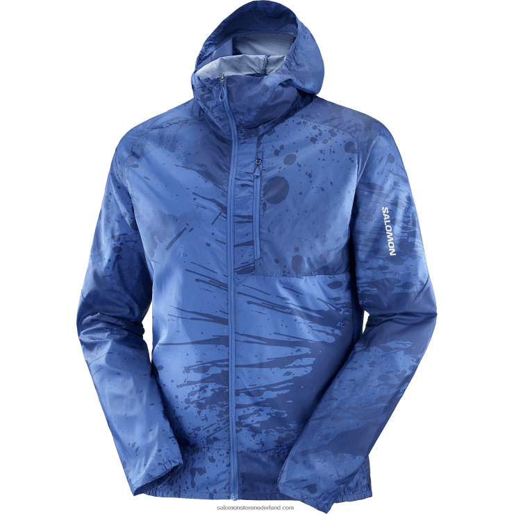 heren windjack met capuchon - bonatti cross wind Salomon 22DD81097 nautisch blauw/ao/navy pioenroos