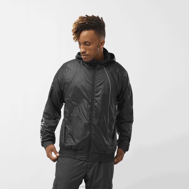 heren windjack met capuchon - equipe Salomon 22DD81086 diep zwart