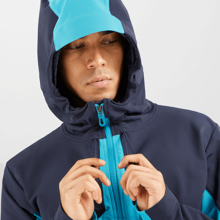 tussenlaagjack met volledige rits voor heren - outpeak softshell Salomon 22DD81109 nachtelijke hemel/barrièrerif