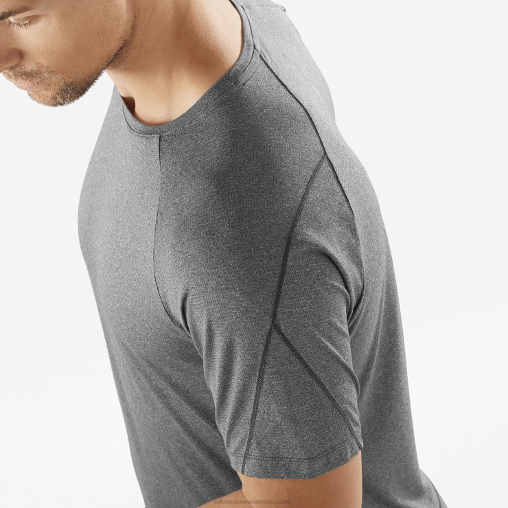 heren T-shirt met korte mouwen - cross run Salomon 22DD8232 diep zwart/heide