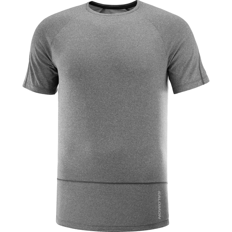 heren T-shirt met korte mouwen - cross run Salomon 22DD8232 diep zwart/heide