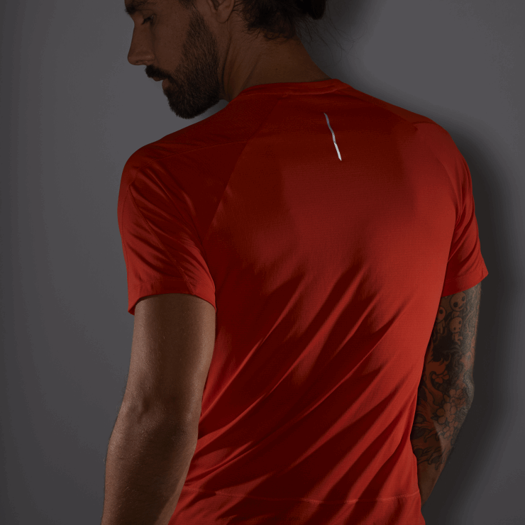 heren T-shirt met korte mouwen - cross run Salomon 22DD8233 vurig rood