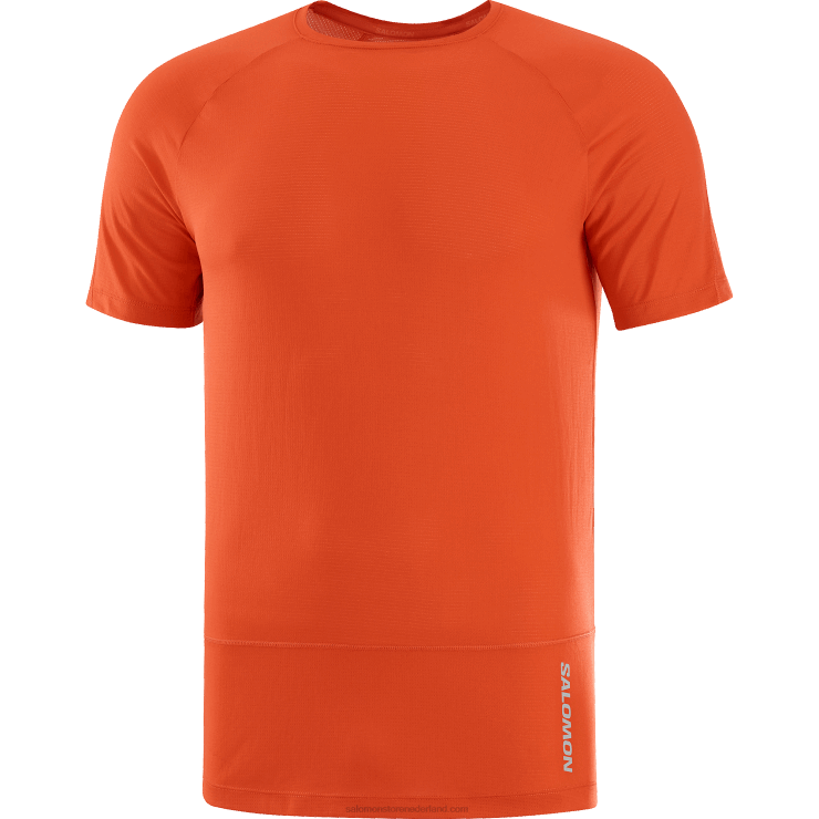 heren T-shirt met korte mouwen - cross run Salomon 22DD8233 vurig rood