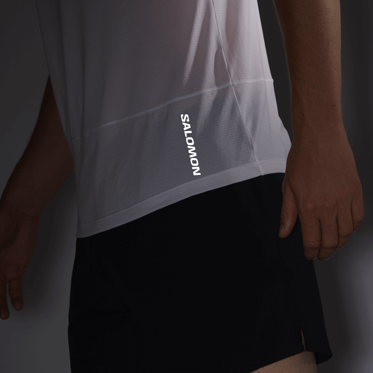 heren T-shirt met korte mouwen - cross run Salomon 22DD8234 wit