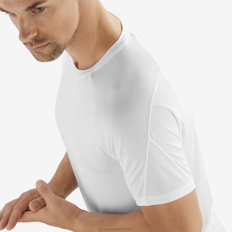 heren T-shirt met korte mouwen - cross run Salomon 22DD8234 wit