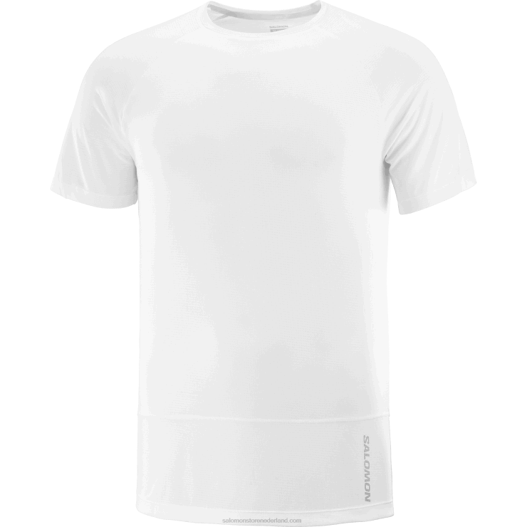 heren T-shirt met korte mouwen - cross run Salomon 22DD8234 wit