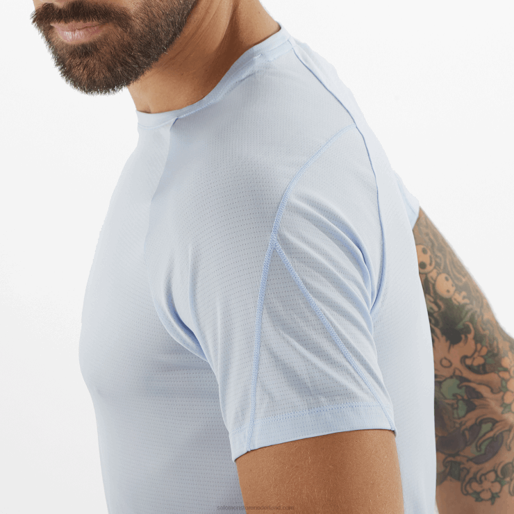heren T-shirt met korte mouwen - cross run Salomon 22DD8235 chambray blauw/heide