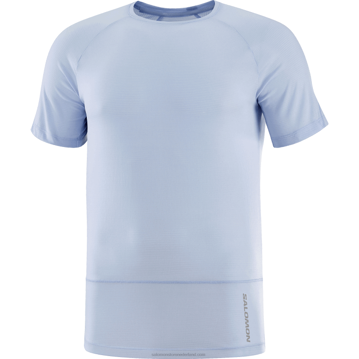 heren T-shirt met korte mouwen - cross run Salomon 22DD8235 chambray blauw/heide