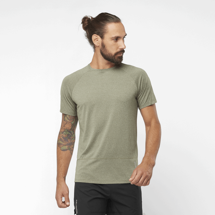 heren T-shirt met korte mouwen - cross run Salomon 22DD8237 druivenblad/heide