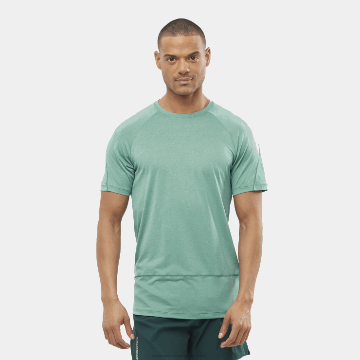 heren T-shirt met korte mouwen - cross run Salomon 22DD8241 Stille Oceaan / heide